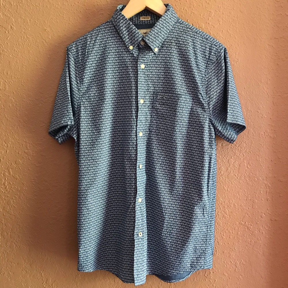Button down blue and white hollister top